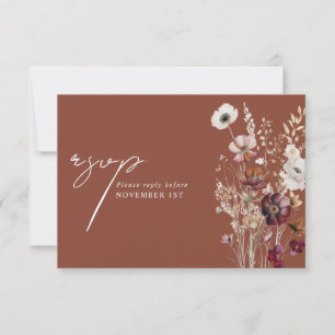 Elegant Terracotta Floral QR Code Arch Wedding  RSVP Card