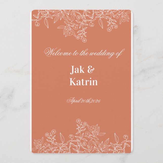 Elegant Terracotta Floral Wedding invitation  (Front)