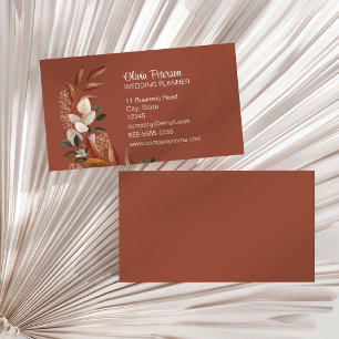 Elegant Terracotta Floral Wedding Organizer Business Card