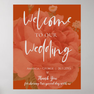 Elegant Terracotta Floral welcome To Our Wedding Poster