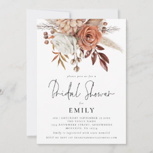 Elegant Terracotta Florals Bridal Shower Invite