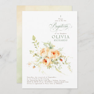 Elegant Terracotta Flowers Baptism Invitation