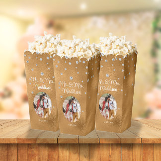 Elegant Terracotta Foil & Diamond Wedding Popcorn Favour Box