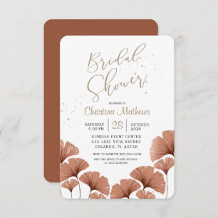 Elegant Terracotta Foliage Bridal Shower  Invitation