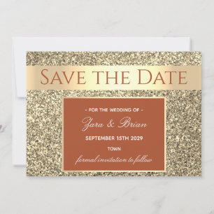 Elegant Terracotta Gold Wedding Save The Date