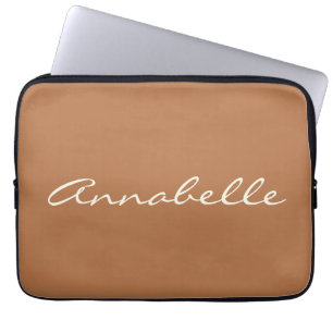 Elegant Terracotta Handwritten Script Name Custom Laptop Sleeve