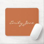 Elegant Terracotta Handwritten Script Name Custom Mouse Mat<br><div class="desc">This custom mouse pad features your name in beautiful handwritten script lettering on a stylish terracotta background. Great gift idea.</div>