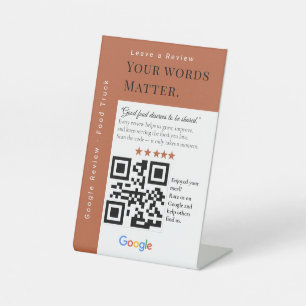 Elegant Terracotta Leave a Review QR Code Sign 