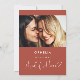 Elegant Terracotta Maid of Honour proposal card