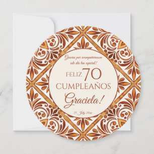 Elegant Terracotta Mexican Talavera thank you Invitation