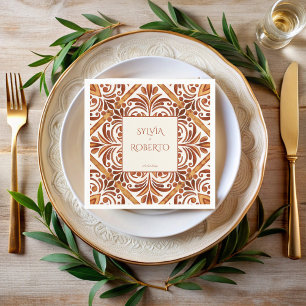 Elegant Terracotta Mexican Talavera wedding Napkin