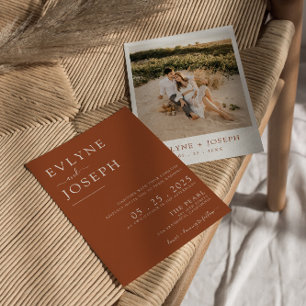 Elegant Terracotta Minimalist Boho Modern Wedding Invitation