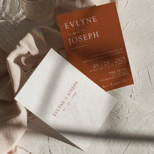 Elegant Terracotta Minimalist Boho Modern Wedding  Invitation