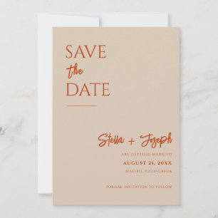 Elegant Terracotta Modern Boho Chic Photo Wedding Save The Date