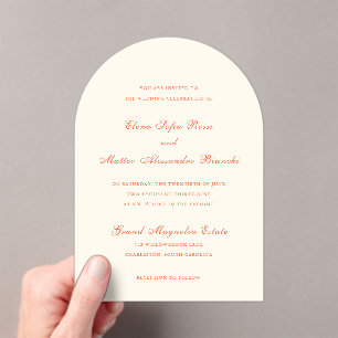 Elegant Terracotta Modern Classic Wedding Acrylic Invitations