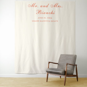 Elegant Terracotta Modern Classic Wedding Backdrop Tapestry