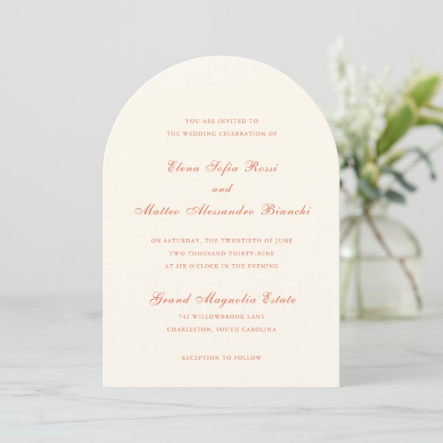 Elegant Terracotta Modern Classic Wedding Invitation (Standing Front)