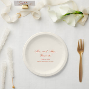 Elegant Terracotta Modern Classic Wedding Paper Plate