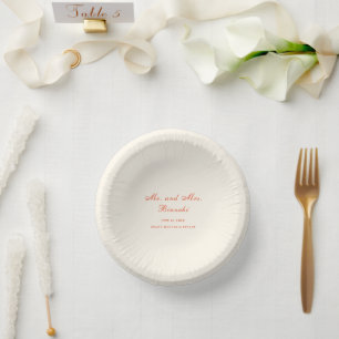Elegant Terracotta Modern Classic Wedding Paper Plate