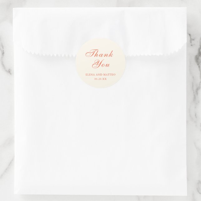 Elegant Terracotta Modern Classic Wedding Round Sticker (Bag)