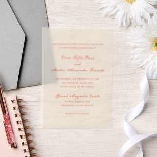 Elegant Terracotta Modern Classic Wedding Vellum Invitations