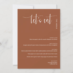 Elegant Terracotta Modern Let's Eat Thank You Menu