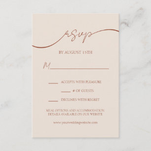 Elegant Terracotta Modern Script Wedding RSVP Enclosure Card