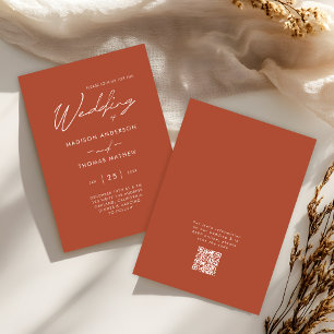Elegant Terracotta Modern Typography RSVP Wedding Invitation
