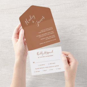 Elegant Terracotta Modern Wedding All In One Invitation