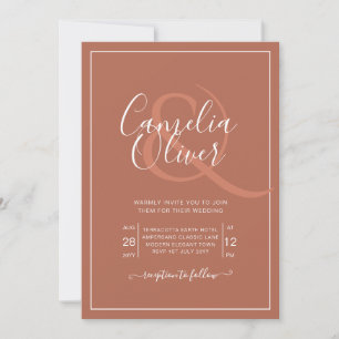 Elegant Terracotta Monochrome Classic Wedding Invitation
