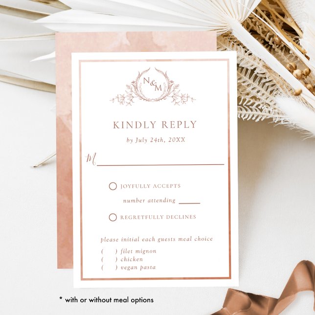Elegant Terracotta Monogram and Watercolor RSVP (Creator Uploaded)