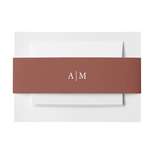 Elegant Terracotta Monogram Invitation Belly Band (Front Example)
