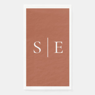 Elegant Terracotta Monogram Minimalist  Napkin