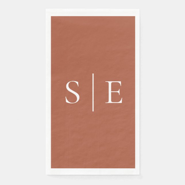 Elegant Terracotta Monogram Minimalist  Napkin (Front)