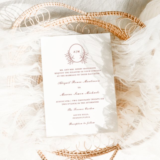 Elegant Terracotta Monogram QR Rsvp Photo Wedding Invitation (Creator Uploaded)