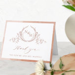 Elegant Terracotta Monogram, Watercolor Wedding Thank You Card<br><div class="desc">Thank your guests with a elegant custom wedding thank you card! Design with delicate terracotta, rust watercolor frame, beautiful terracotta hand drawn botanical monogram with couples initials, elegant thank you phrase and text section to personalize it as you wish. Option to add a photograph on inside top section, or to...</div>