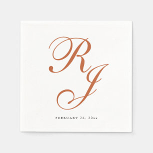 Elegant Terracotta Monogram Wedding Napkins