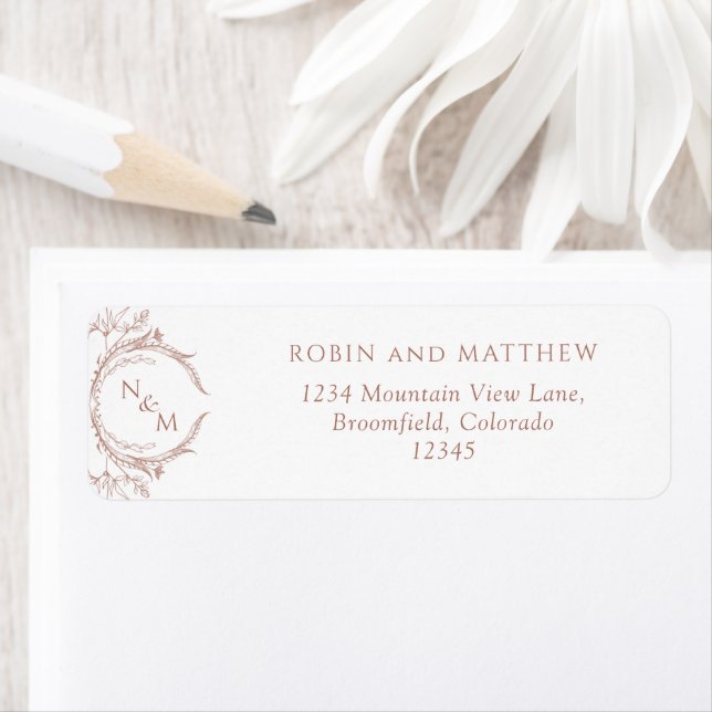 Elegant Terracotta Monogram Wedding Return Address (Insitu)