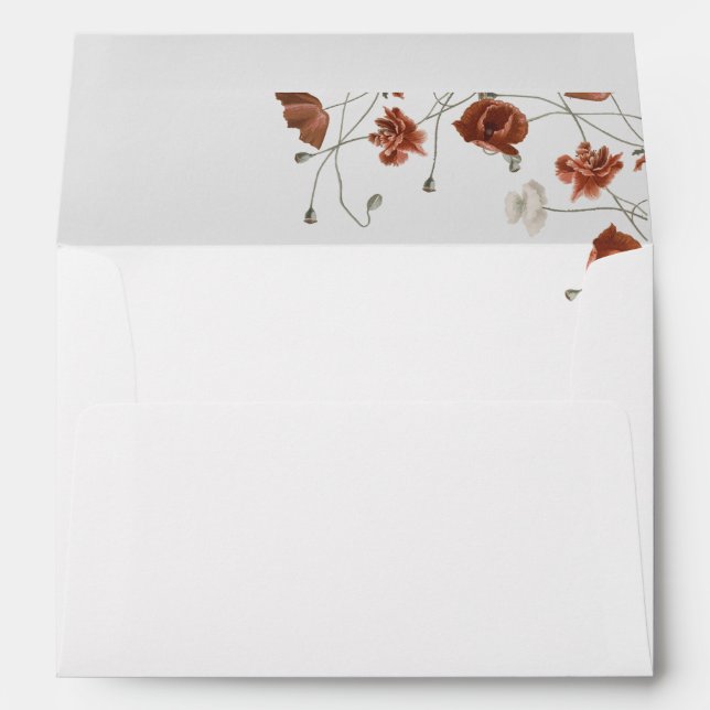 Elegant Terracotta Monogrammed Floral Wedding Envelope (Back (Bottom))