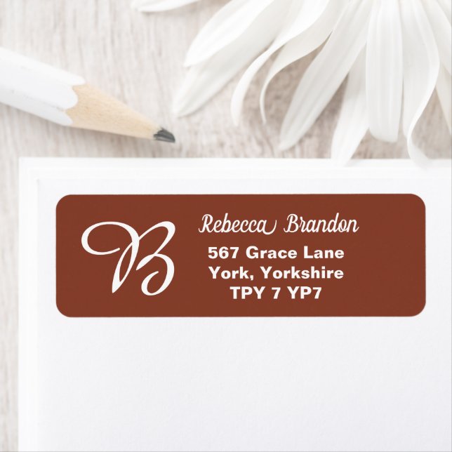 Elegant Terracotta Name Monogram Return Address  (Insitu)