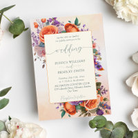 Elegant terracotta orange purple flowers template