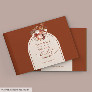Elegant terracotta pampas boho bridal guest book