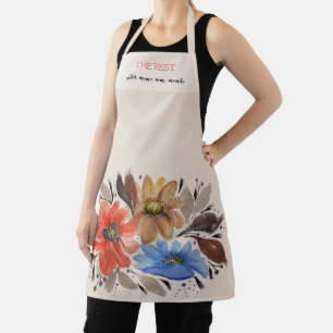 Elegant Terracotta Pastel Watercolor Floral  Apron