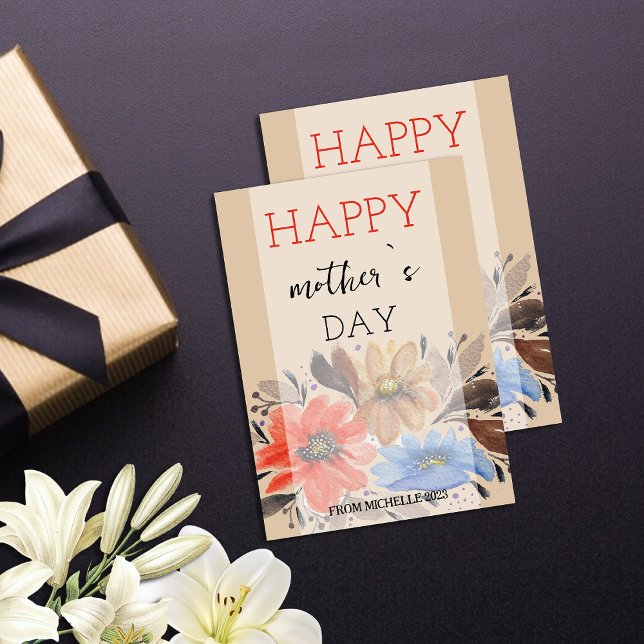 Elegant Terracotta Pastel Watercolor Floral  Holiday Card (Creator Uploaded)