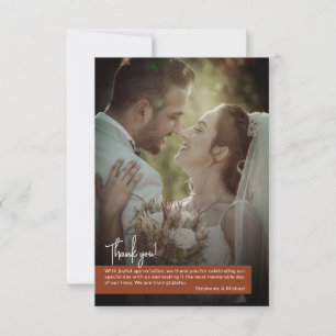 Elegant Terracotta Photo Banner Wedding Thank You Card