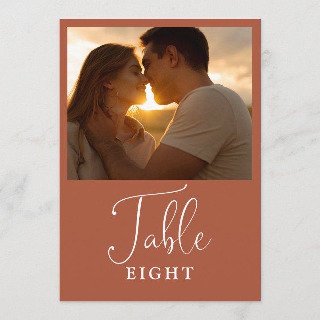 Elegant Terracotta Photo Table Number (Front)