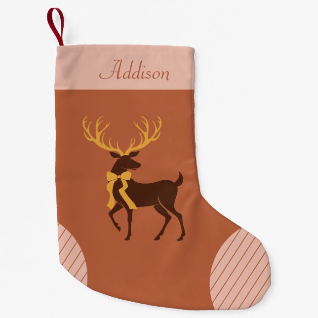 Elegant Terracotta Pink Personalised Small Christmas Stocking (Front)
