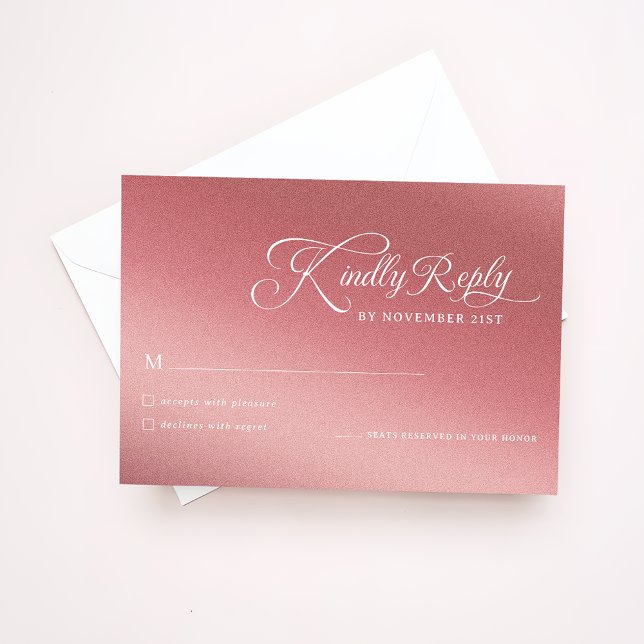 Elegant Terracotta Rose Gold Wedding Kindly Reply RSVP Card (Creator Uploaded)