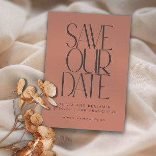 Elegant Terracotta Rose Simple Modern Trendy Photo Save The Date