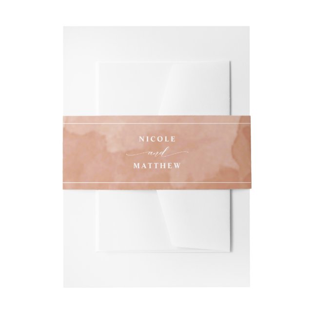 Elegant Terracotta Rust Watercolor, Wedding Invitation Belly Band (Front Example)